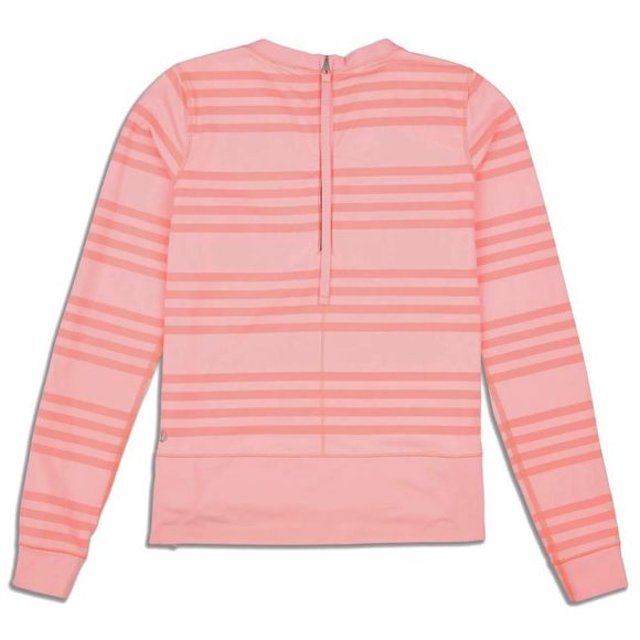 Lululemon Athletica Ocean Stripe Bleached Coral/Pop Orange pullover. size 6 - Picture 3 of 11